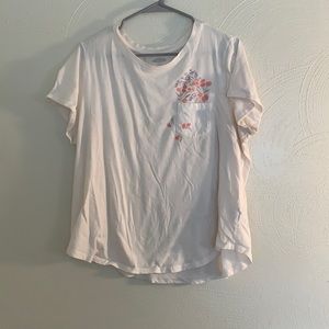White Floral Pocket Tee Shirt